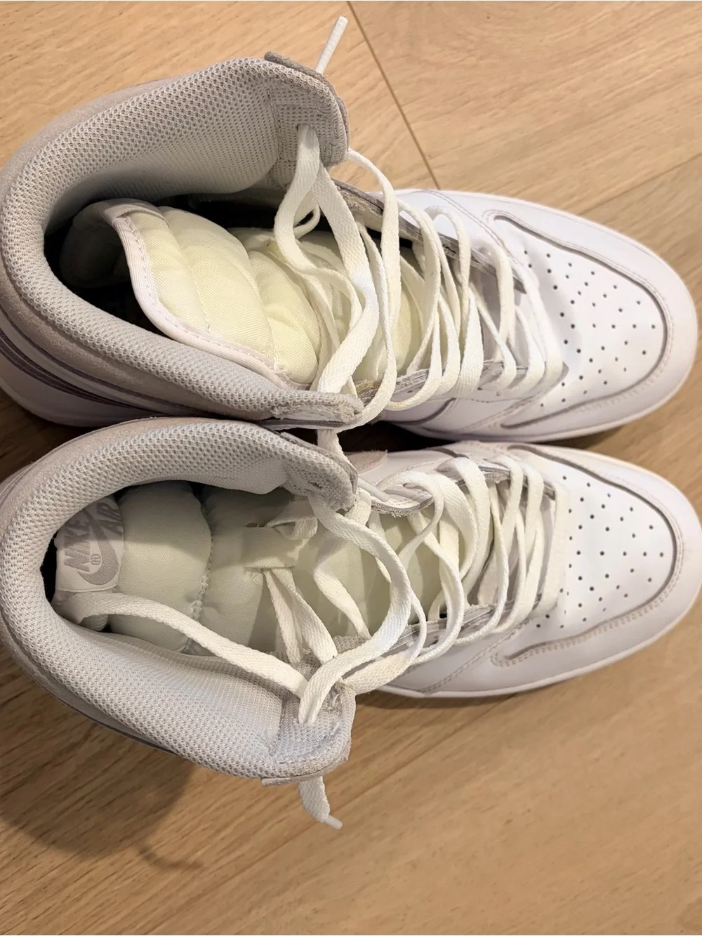 Jordan Lace-Up High Top Boots in White and Light Taupe